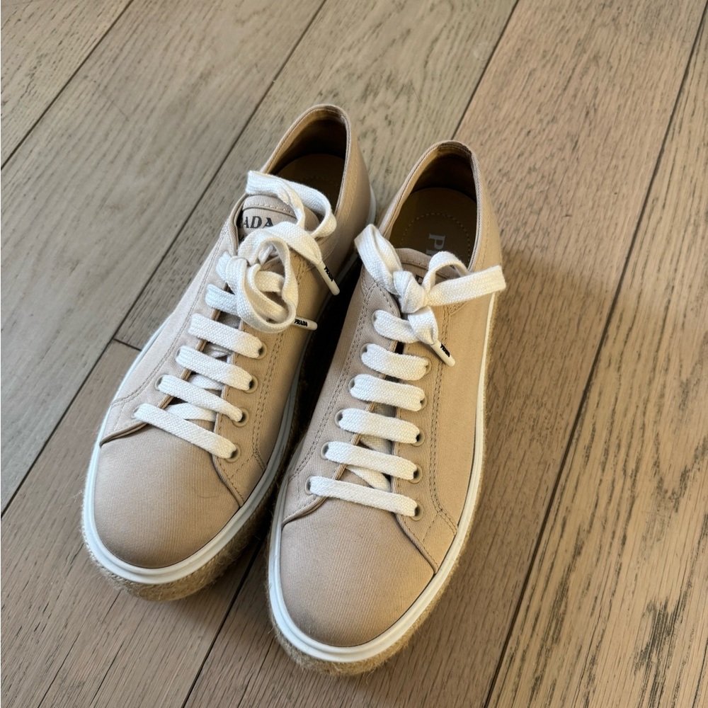 Prada Beige Platform Sneakers - Picture 2 of 4